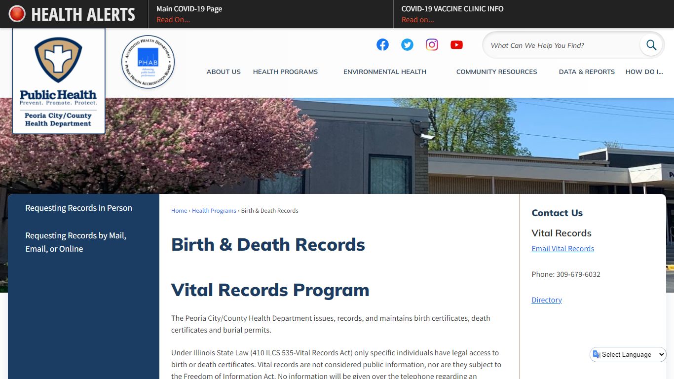 Birth & Death Records | Peoria City/County Health Department